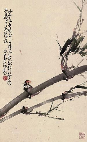 赵少昂 彩虫绿竹