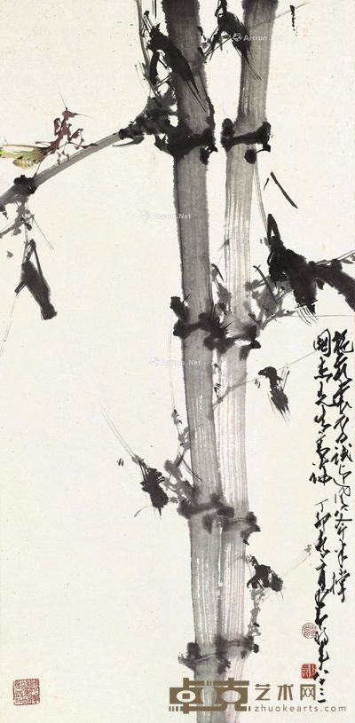 赵少昂 墨竹 95×47cm