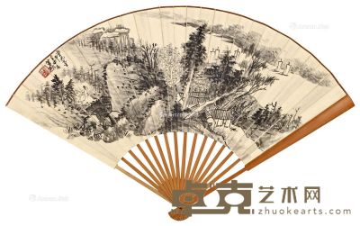 萧愻 江村帆影 18×51cm