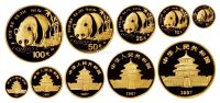 1987年熊猫纪念金币一套五枚全
