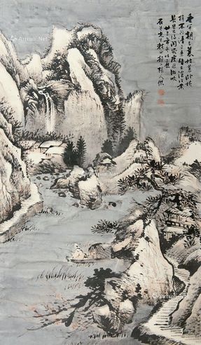 张人杰 冷山独钓图