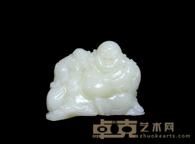 和田玉童子戏弥勒摆件 9×6.5
