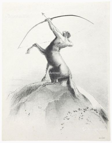 奥迪隆·雷东 射击的半人马 石版画、纸
