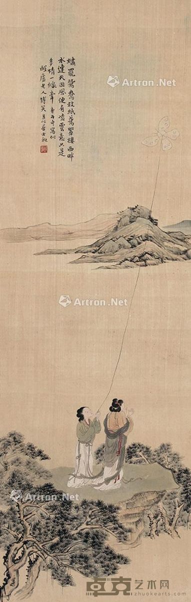 郑午昌 放鸢图 110×34cm