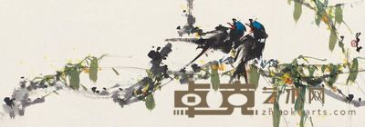 赵少昂 双栖图 30×84cm