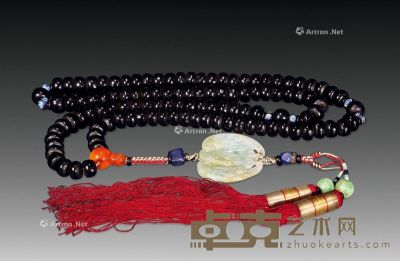 清 干漆夹苎珠串（带样珠） 长42.5cm；单颗直径1cm