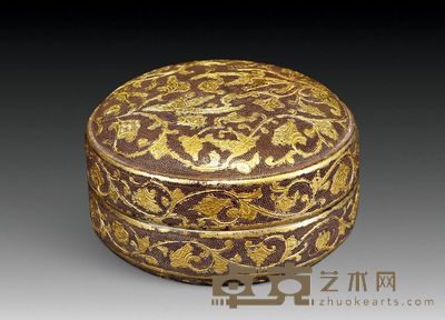 明以前 银鎏金花卉纹香盒 高2cm；直径4.5cm