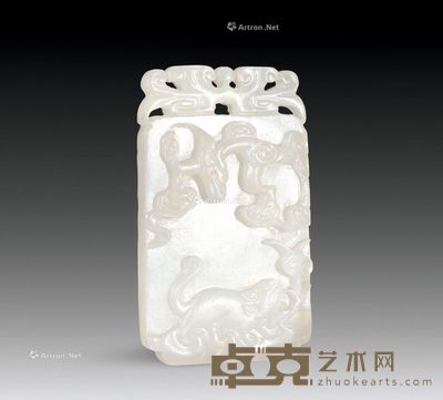 清 白玉风云际会牌 长5.5cm；宽3.5cm