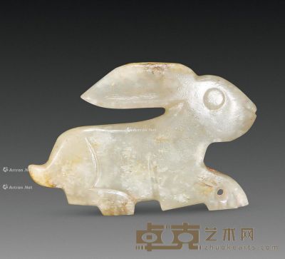 明以前 青白玉兔 长4.6cm；宽3.1cm