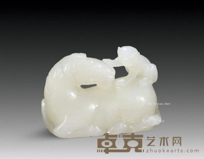 清 白玉马上封侯把件 长5cm；高3.5cm