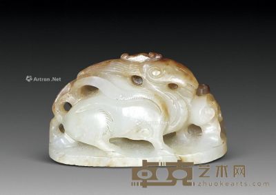 明 青白玉角瑞炉顶 长5.5cm；高3cm