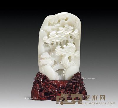 近代 白玉松下会友山子 宽14.8cm；高24.5cm