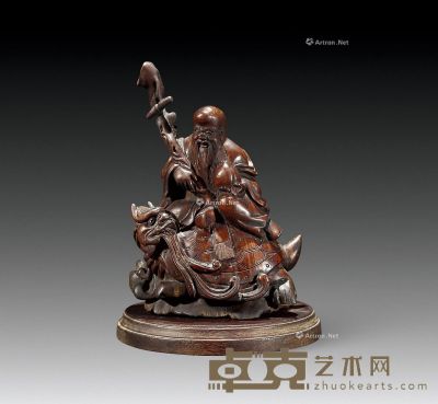 民国 红木雕寿星摆件 高17.5cm