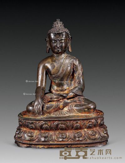 清中期 铜鎏金释迦摩尼坐像 长10cm；宽6.8cm；高12.5cm
