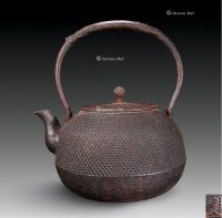 日本昭和 盛久霚霰纹铁壶