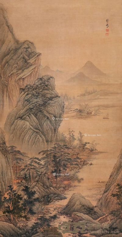 武丹 松壑水阁 138×72cm