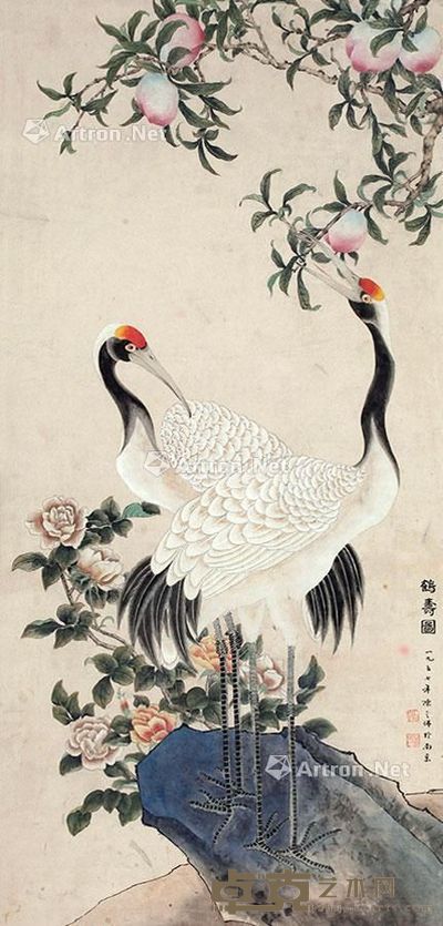 陈之佛 鹤寿图 140×66cm