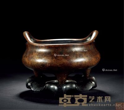 清 铜桥耳炉 直径10.8cm