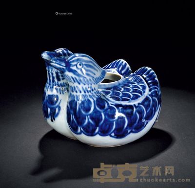 明 青花鸳鸯形洗 长13cm
