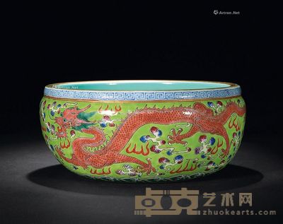 清 粉彩龙凤纹水洗 直径19.3cm