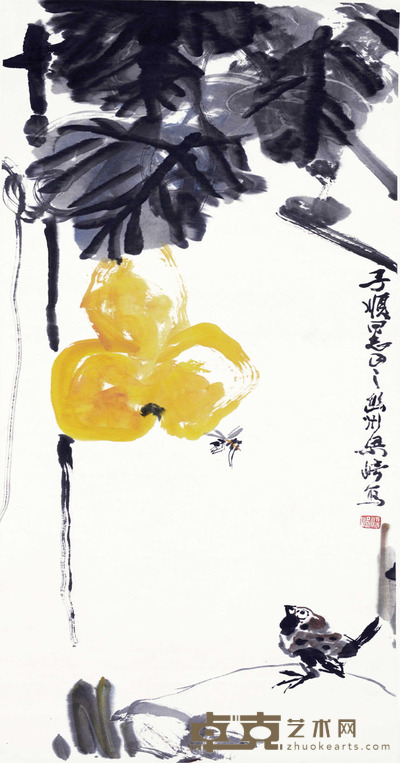 梁崎 花鸟 100×34cm 约3.1平尺