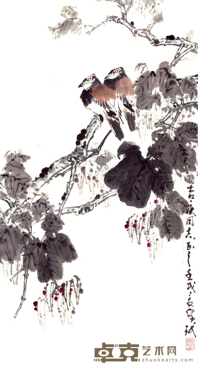 贾宝珉 双鸟枝头 89×48cm 约3.9平尺