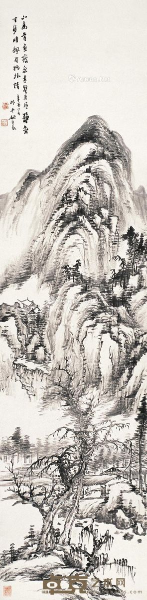 姚叔平 山高泉远图 136×33.3cm