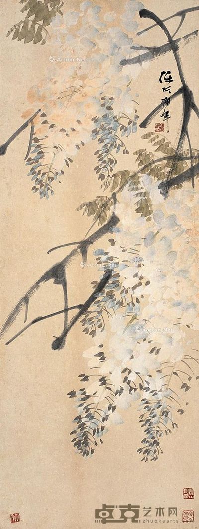 任伯年 紫藤 65×24.5cm