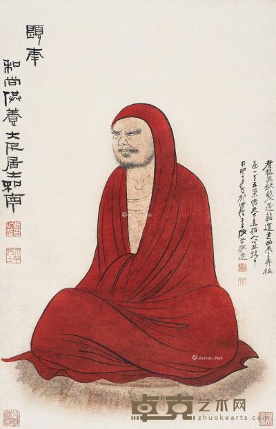 张大千 红衣达摩 76.5×50cm