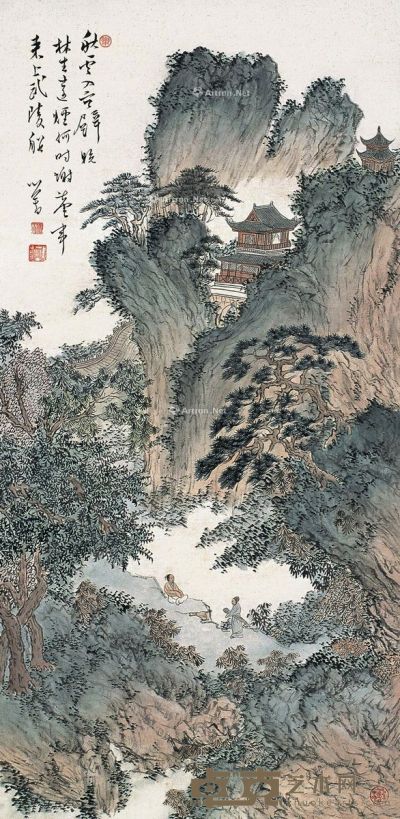 溥心畬 携琴访友图 101×48cm