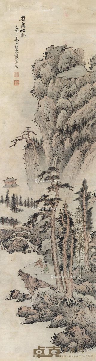 蓝瑛 乔山松龄 182×48cm
