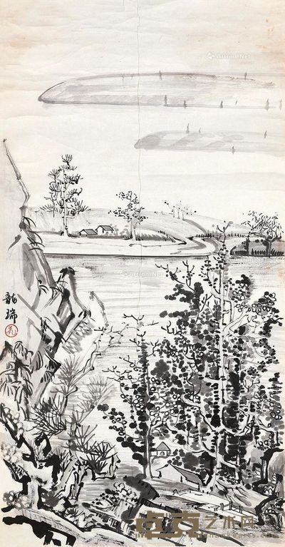 龙瑞 山水图 92×47cm