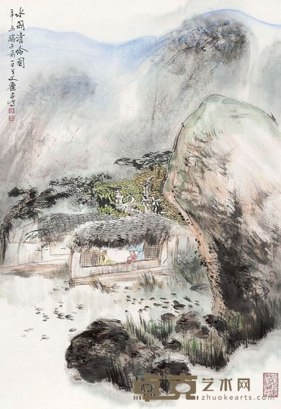 萧平 水阁清吟图 65×39cm