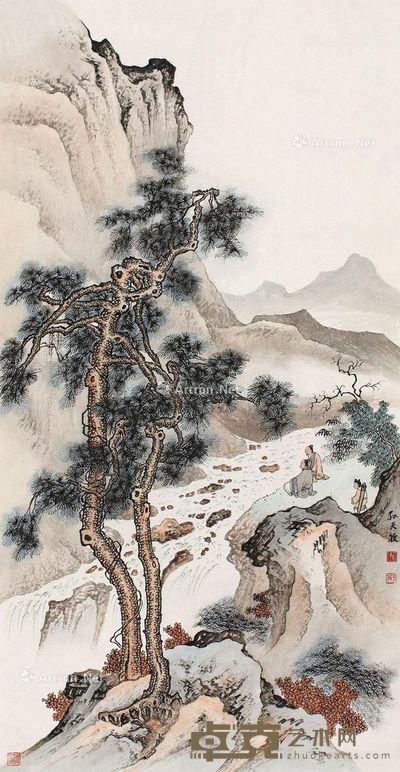 孙天牧 松间临泉 132×69cm