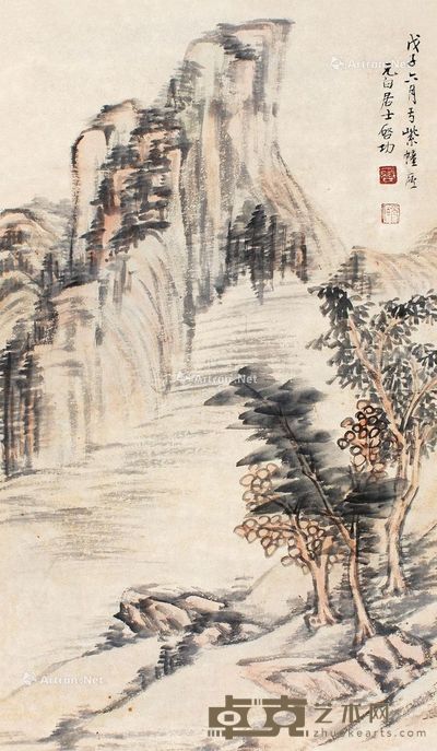 启功 悠然见山 37×22cm