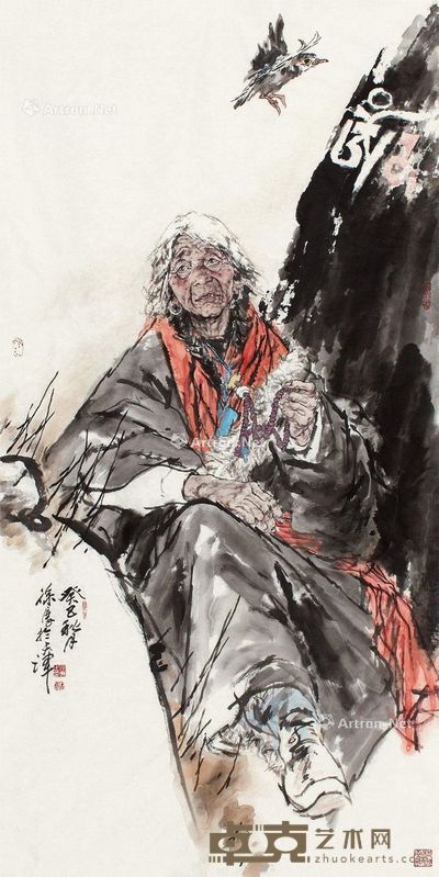 徐展 老妇人 135×69cm