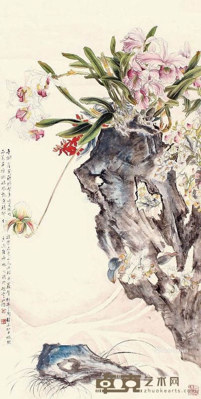 郑乃珖 花卉 130×65cm