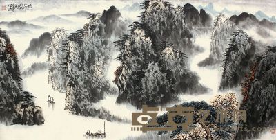 郭公达 晚江图 68×134cm
