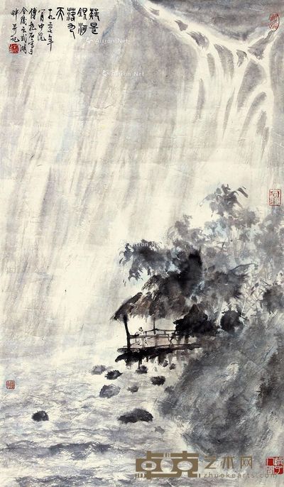 傅抱石 山水 79×46cm