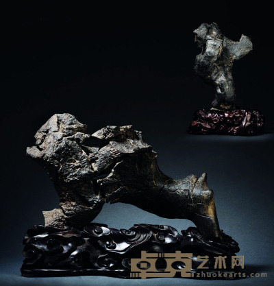 清 “奔兽”“舞者”供石 H.28cm  L.12cm