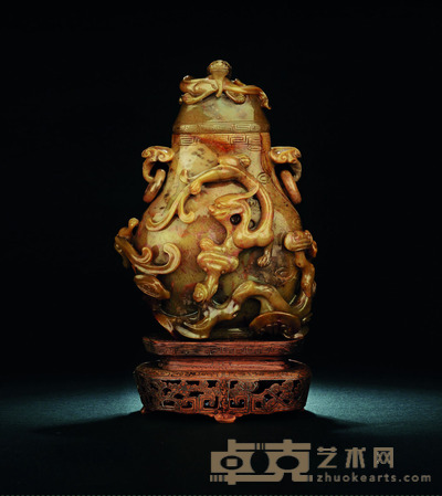 清 玛瑙璃龙纹瓶 H.25.5cm