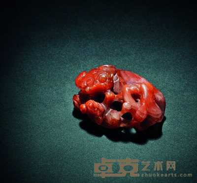 清 南红玛瑙太师少师文镇 L.5.2cm
