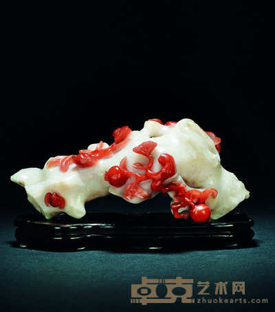 清 南红玛瑙雕多子图 L.17cm