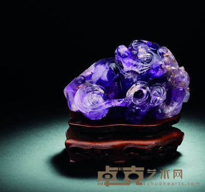 清 紫水晶太狮太狮摆件 H.11cm