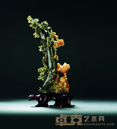 清 玛瑙耄耋摆件 H.19.5cm