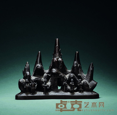 清 人物城门山子 L.22cm H.16.5cm