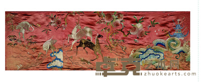 清 鹤鹿同寿绣片 53×156cm
