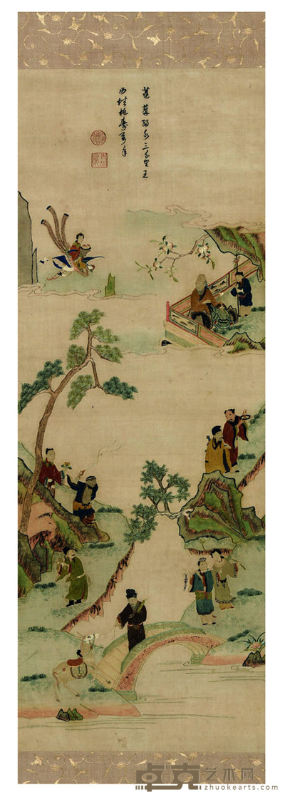 清 顾绣八仙 110.5×40cm