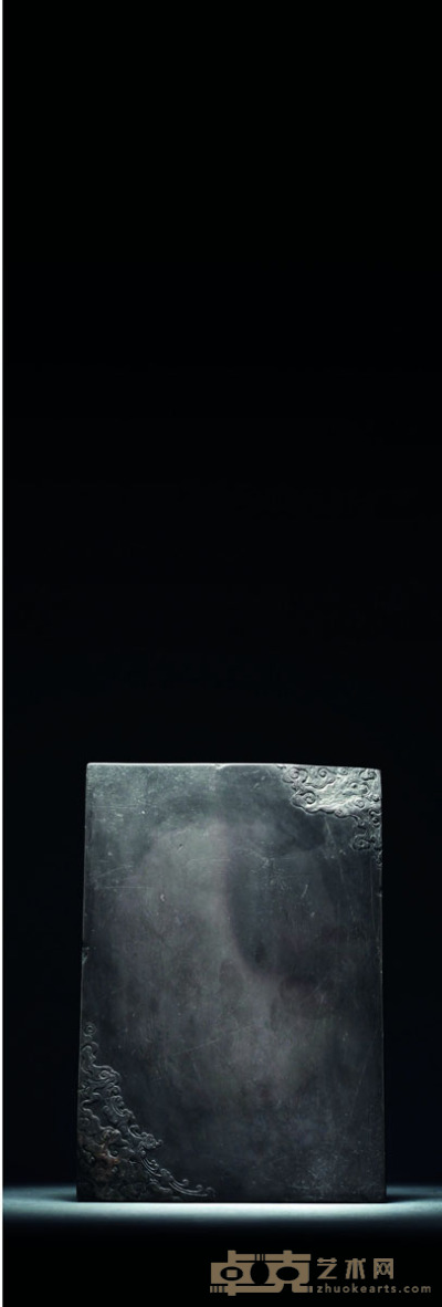 端石老坑 月食板砚 【清】 纵23厘米 宽15.7厘米 高3.5厘米