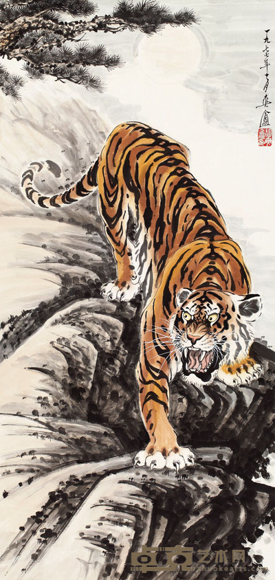 胡爽庵 虎 133×67cm